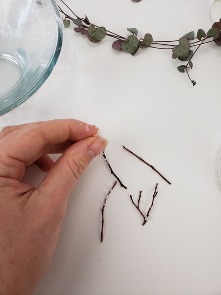 Cut a few tiny twigs Cut a few tiny twigs