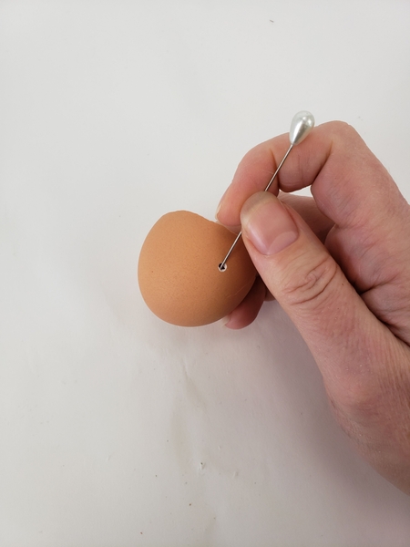 Pierce a small hole in an eggshell Pierce a small hole in an eggshell