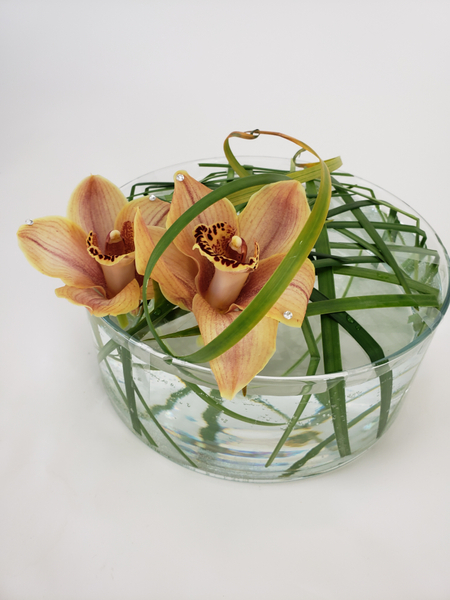 Cymbidium and lily grass floral design