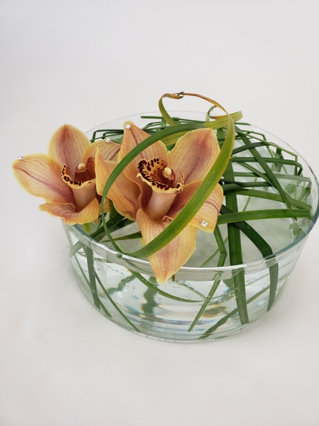 Cymbidium and lily grass floral design