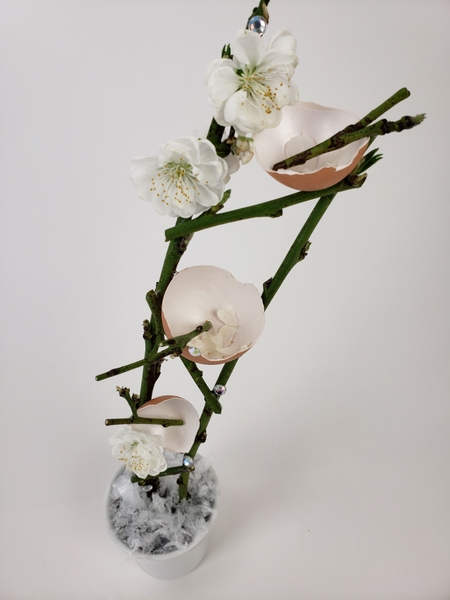Spring blossom twigs with Easter elements Spring blossom twigs with Easter elements