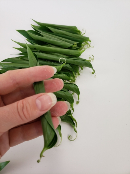 Roll the leaves into tubes and secure with a small drop of glue Roll the leaves into tubes and secure with a small drop of glue