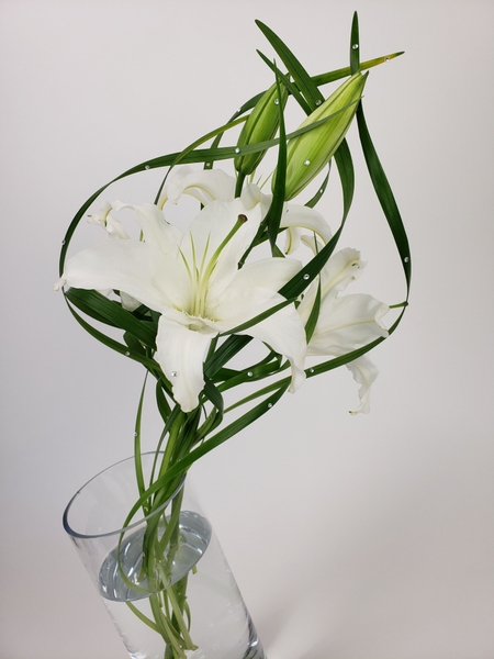 Floral design with a single lily stem Floral design with a single lily stem