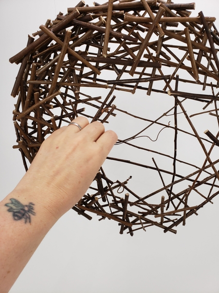For contrast I broke up the straight twig pattern with some tendrils For contrast I broke up the straight twig pattern with some tendrils