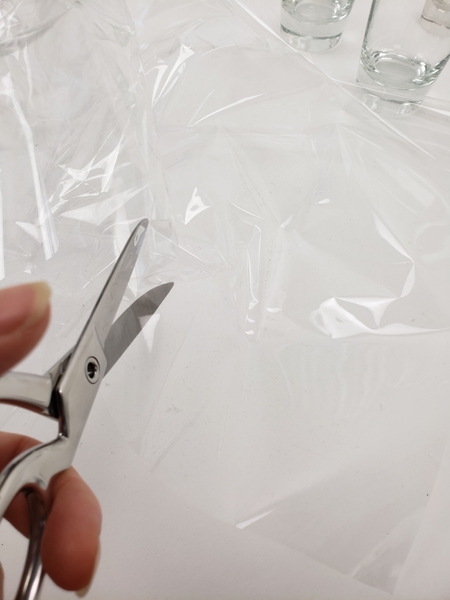 Cut a cellophane sheet into strips Cut a cellophane sheet into strips