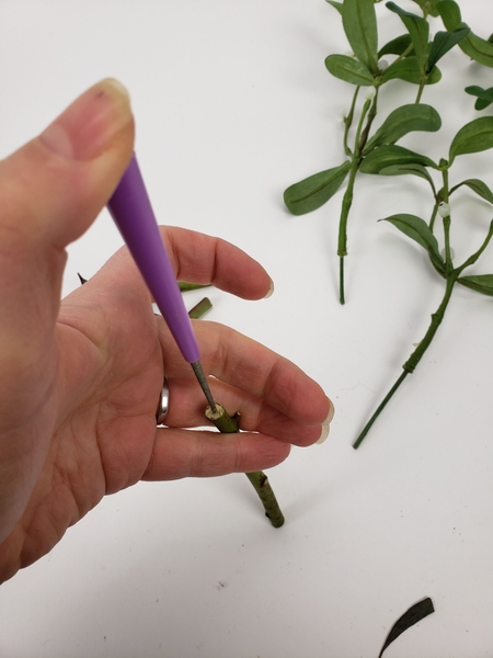 Poke a hole in the stem Poke a hole in the stem