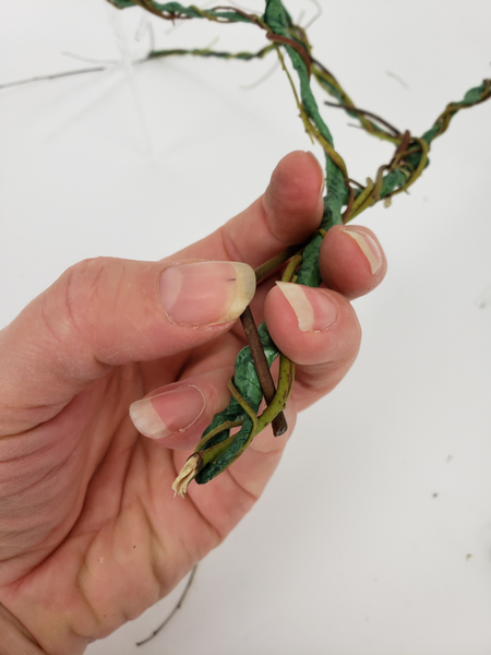 Secure the weaving stem by pressing it through the winding stems