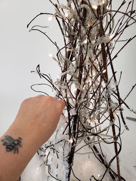Glue in more twigs to twine through the screen Glue in more twigs to twine through the screen