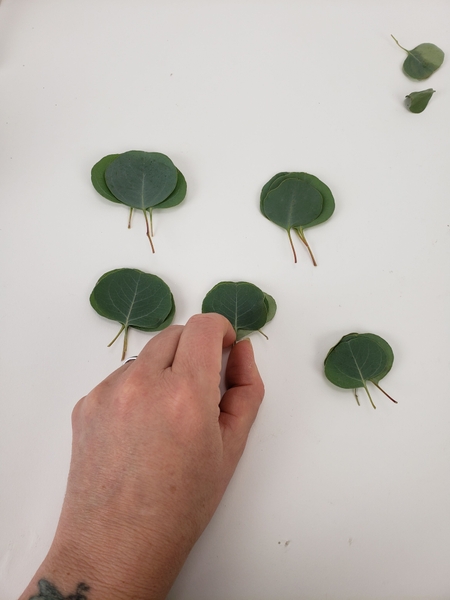 Sort the leaves into heaps of three Sort the leaves into heaps of three