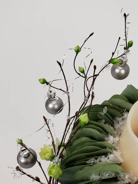 Succulent and eucalyptus Christmas decoration that is unusual and long lasting