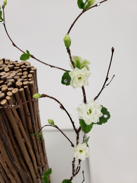 No foam centerpiece floral design with succulents and twigs