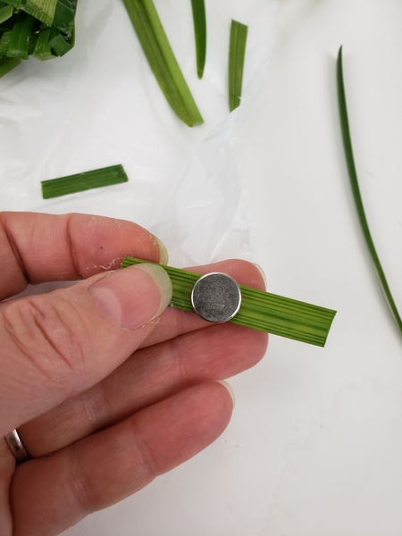 Glue a corsage magnet to a blade of grass Glue a corsage magnet to a blade of grass