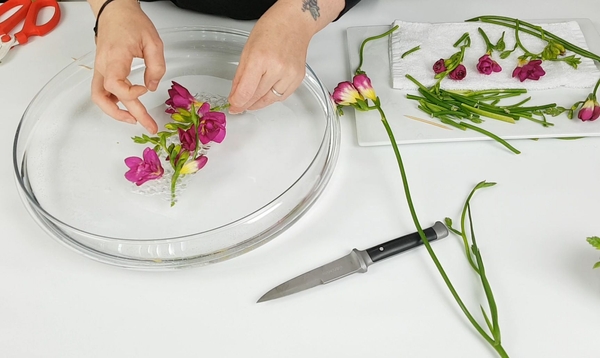 Build up the design by poking holes and adding the stems Build up the design by poking holes and adding the stems