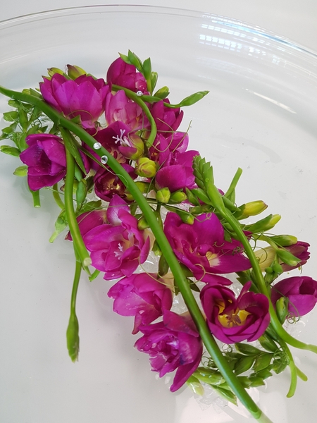 Floating freesia in water Floating freesia in water