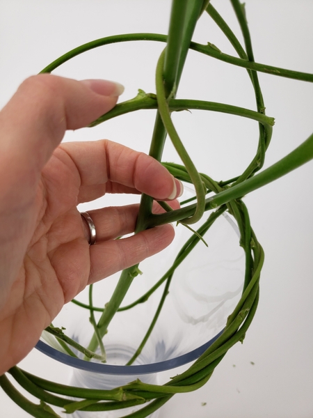 Go around the wreath and bend and twirl all the weaving stems Go around the wreath and bend and twirl all the weaving stems