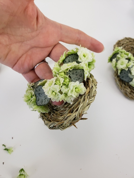 Once it is fully covered test the design to make sure all the flowers are secure Once it is fully covered test the design to make sure all the flowers are secure