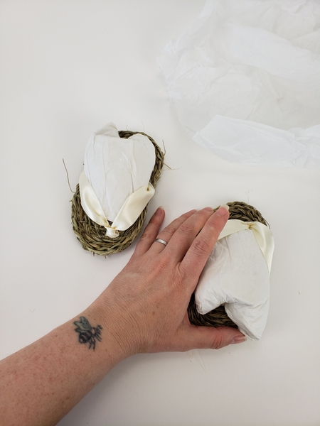 Slip the tissue paper into the sandal to keep it's shape Slip the tissue paper into the sandal to keep it's shape