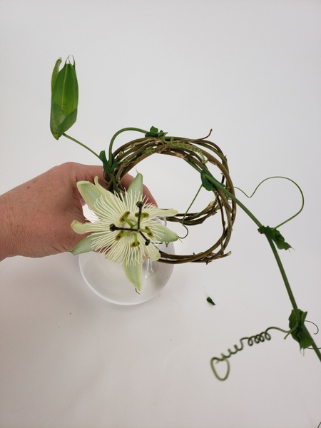 Pull the vine all the way through to wind it around the wreaths Pull the vine all the way through to wind it around the wreaths