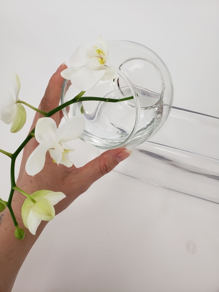 Slowly release the vase so that it again settles in a natural position Slowly release the vase so that it again settles in a natural position