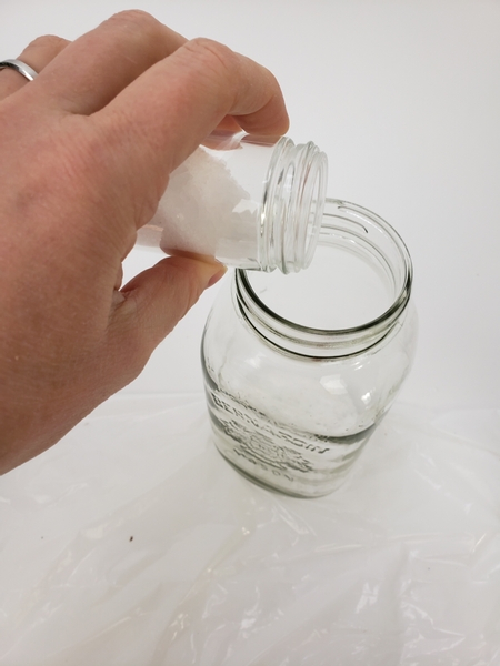 Pour salt into a container